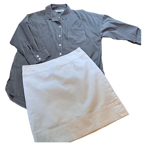 Women's Classic Navy White Nautical Tommy Bahama Button Down Shirt Size Medium - Picture 3 of 8